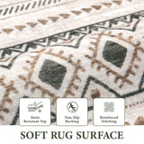 Area Rug for Living Room 9x12: Large Washable Boho Moroccan Rugs Geometric Neutral Rug, Non-Slip Foldable Morden Farmhouse Indoor Floor Carpet for Bedroom Dining Table Home(Brown Green,9'x12') Aoyaomi