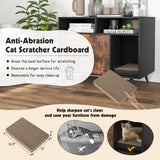 PETSITE Litter Box Enclosure, Wooden Cat Litter Box Furniture Hidden with Shelves & Scratching Pad, Kitty Large Litter Box Washroom Cabinet End Table PETSITE