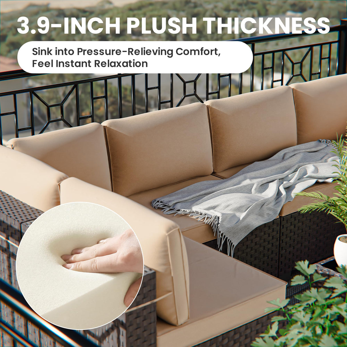 RTDTD 10 Pieces Outdoor Patio Furniture Set Outdoor Furniture Patio Sectional Sofa Conversation Sets w/ETL Approved 45" Gas Outdoor Fire Table & Coffee Table, Swivel Rocking Chair (Brown) RTDTD