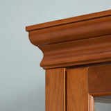 Walnut Curio Cabinet with Glass Doors and LED Lighting - 70" Tall Display Cabinet with Adjustable Shelves Kaimei