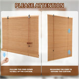 CSBWDLT Bamboo Roller Blinds Shades, Vertical Lifting and Breathable Waterproof Design, Sun Shade and Ventilation, Easy Installation,48" Wx72 H CSBWDLT