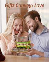 Rolife 3D Wooden Puzzle for Adults, Sakura Journey Tram DIY Model Building Kits with LED Lights, Creative Kids Craft Hobby Gift and Brain Teaser Home Decor Assembly Toy Rolife