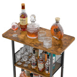 Eyteenokk Wine Rack Freestanding Floor:4 Tier Whiskey Wine Rack Mini Bar Cart,Liquor Cabinet-Home Bar for Bottles,Cocktail Shaker,Mugs-(23.6 * 11.8 * 40inch) Eyteenokk