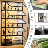 Orixal Display Cabinet with Acrylic Glass Doors, 5-Tier Transparent Bamboo Curio Display Case for Figures, Display Shelves for Collectibles & Kids Bookcase for Home, Office, Playroom, Living Room Orixal