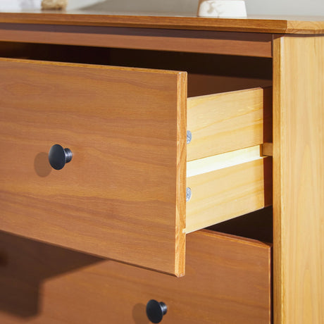 Walker Edison Modern 6-Drawer Solid Wood Dresser Bedroom Storage, 57 Inch, Caramel-T Walker Edison