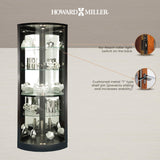 Howard Miller Jaime Curio Cabinet - Floor Mount Showcase Black Finish Adjustable Shelves & Levelers Illuminated Interior Lightning Perfect for Living Room Office and Room Decor Howard Miller