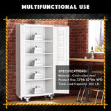 INTERGREAT Metal Garage Storage Cabinet, Lockable Rolling Tool Cabinet with Doors and Shelves, 72" Tall Heavy-Duty File Cabinet with Wheels for Garage, Basement, Warehouse, White INTERGREAT