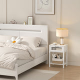 Nightstand Wooden Bedside Table with Drawer White Night Stands Modern Style Small End Table Side Table with Storage Shelf for Bedroom Living Room MLBZ10W MMEOLUOOK