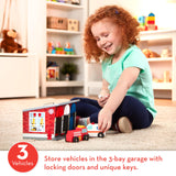 Melissa & Doug Toy Keys and Cars Wooden Rescue Vehicles and Garage (7 pcs) Red, for 36 months to 72 months Melissa & Doug