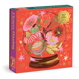Galison Crystal Flower Ball – 500 Piece Foil Jigsaw Puzzle Featuring Beautiful Artwork of Intergalactic World of Blooms Inside A Crystal Ball Galison