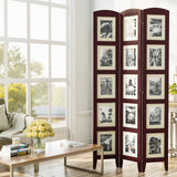 SZQINJI 3 Panel Photo Room Divider Screen, Solid Wood Divider for Room Separation for 8x10 Picture Frame Without Mat for 5x7 Photo with Mat, Walnut SZQINJI