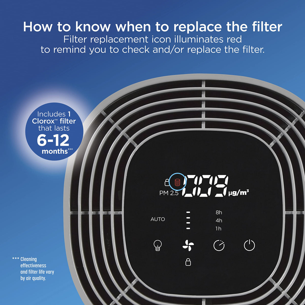 Clorox Medium Room Air Purifier True HEPA Replacement Filter, 1,000 Sq. Ft. Capacity, Removes 99.97% of Allergens up to 0.1 Micron, Compatible with 11030 & 11031, 1 Count (12030) Clorox Home Appliances
