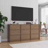 Jiaoun 9 Drawer Dressers for Bedroom, Modern Large Wood Dresser Chest of Drawers, Wide Dresser Organizer for Living Room, Hallway, Walnut Jiaoun