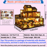 Miniature Dollhouse DIY Set with Decoration Furniture and LED Lights, 1:24 Scale DIY Wooden Dollhouse Kit with English Instructions, Birthday Gift or Party Favors (Japanese Courtyard Style) KOOMEKI