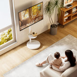 ECOTINY Height Adjustable Rolling TV Stand for 37-86 Inch TV up to 110 Pounds, Portrait to Landscape, Heavy Duty Mobile TV Cart with Shelf Max VESA 600x400mm (White) ECOTINY