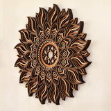 ADDMES 11.8 Inch Sun Wall Decor, Wooden Mandala Wall Art, Hollowed-out Sun Hanging Sign, Multi-layers Lotus Flower Wall Decor, Spiritual Room Decor for Bedroom, Living Room, Farmhouse Decor ADDMES