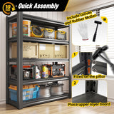 LLIIFFEE 72" H|59.1" W Storage Shelves Heavy Duty Adjustable 5 Tier Garage Shelving 3000 lbs Metal Shelf Industrial Utility Rack for Warehouse, Pantry, Basement, Workshop Storage & Organization LLIIFFEE