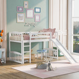 Harper & Bright Designs Twin Loft Bed with Slide and Ladder, Kids Loft Bed, Wooden Low Loft Bed for Kids, No Box Spring Needed, White Harper & Bright Designs