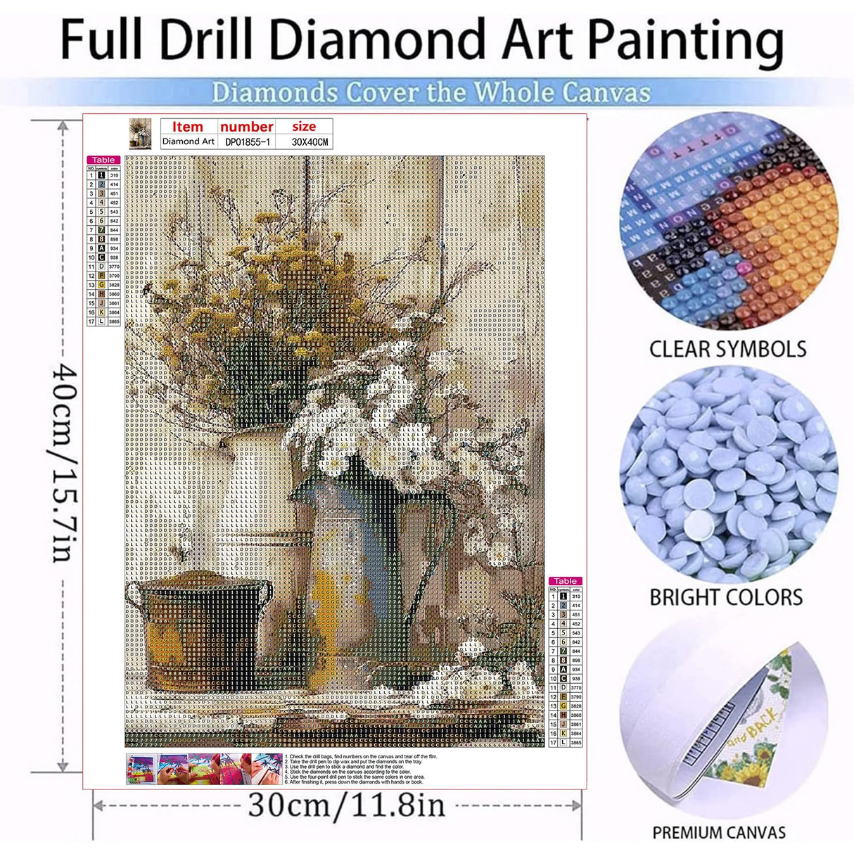 Diamond Art Kits for Adults Beginner, 3 Pack Rustic Farmhouse Daisy Painting Diamond Kits 5D Diamond Dots Gem Art Crafts with Tools Round Full Drill Funny Crafts for Home Wall Decor&Gift 12x16 inch Fairyland JinWenn