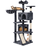 Topeakmart 57 inches Multi-Level Cat Tree Cat Condo with Scratching Posts Kittens Activity Tower Pet Play House Furniture Topeakmart