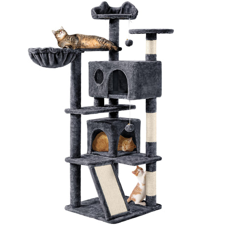 Topeakmart 57 inches Multi-Level Cat Tree Cat Condo with Scratching Posts Kittens Activity Tower Pet Play House Furniture Topeakmart