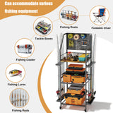 AQNTQCN Fishing Rod Holders for Garage, Fishing Pole Holders, 3-Tier Fishing Pole Rack Holds 12 Rods with Wheels for Garage, Basement or Indoor, For Fishing Rod Tackle Box Storage AQNTQCN