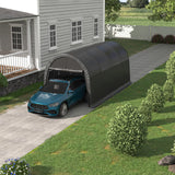 EROMMY Carport 10 x15 FT Heavy Duty, Portable Garage with All-Steel Metal Frame and Round Style Roof, Anti-Snow Car Canopy Outdoor Storage Shelter for Car, Truck, Boat EROMMY