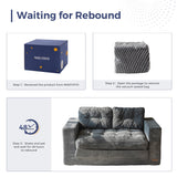 MAXYOYO Convertible Sofa Bed, Pull Out Loveseat Sleeper Sofa, 2 in 1 Folding Couch Bed, Fold Out Floor Couch with Pillows for Living Room Bedroom Lounge, Dark Grey MAXYOYO