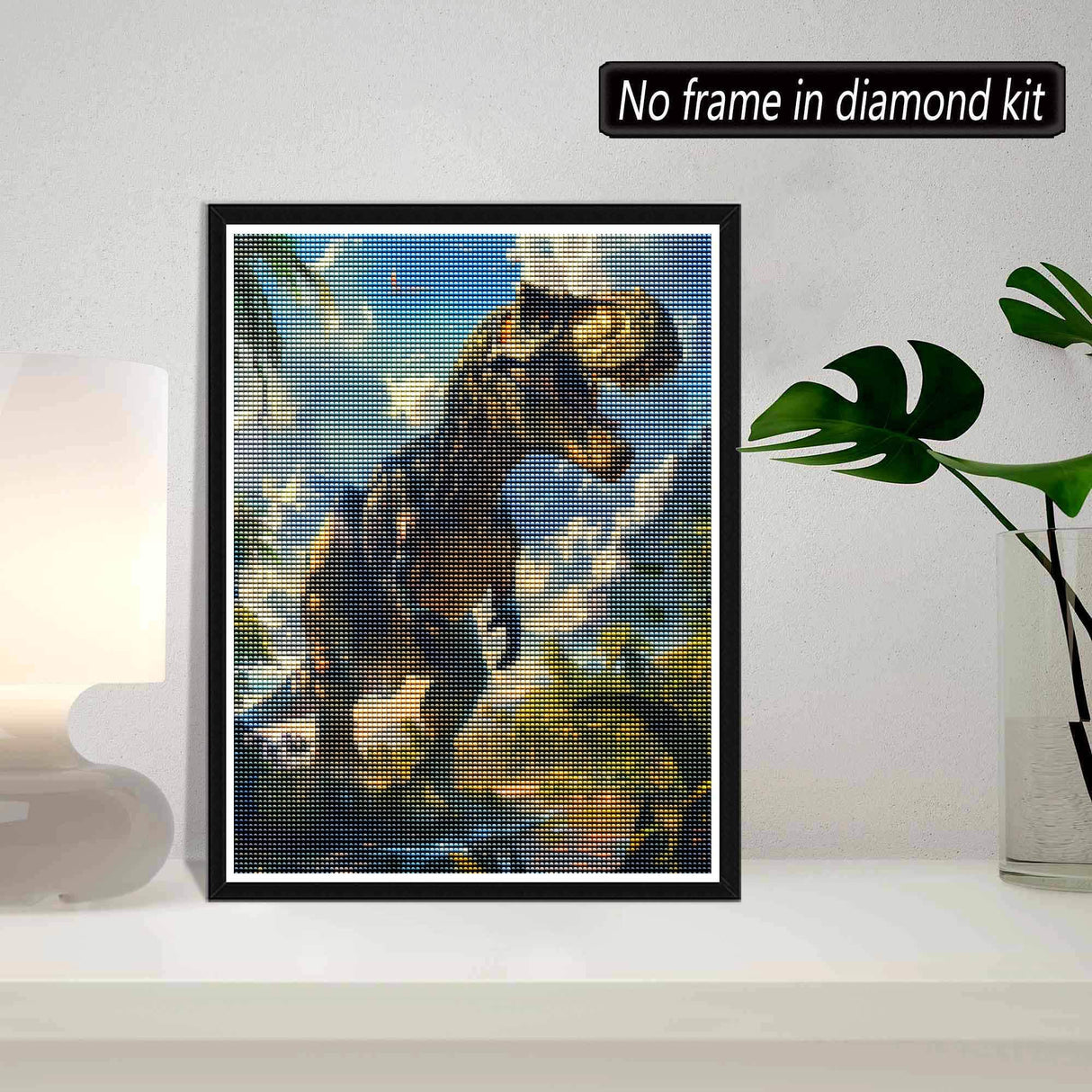 SKRYUIE 5D Dinosaur Diamond Painting Kits - DIY Diamond Art Kits for Adults Forest, Full Round Drill - Crystal Cross Stitch - Adults Craft for Wall & Office Decor - 12x16 Inch SKRYUIE
