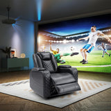 CANMOV Electric Power Recliner Chair with Adjustable Headrest,Breathable Faux Leather Home Theater Seating with Ambient Lighting,Cup Holders,Hidden Arm Storage,USB,Type-C Ports,Black CANMOV