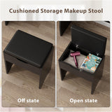 Furmax Vanity Desk Set with Large Lighted Mirror, 35.4 Inch Makeup Vanity Table with 2 Drawers, Cushioned Storage Stool, 3 Lighting Modes Brightness Adjustable, Dressing Table for Bedroom (Black) Furmax