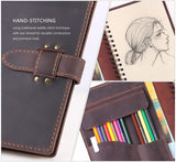 Robrasim Handmade Leather Sketchbook Cover, Leather Artist Sketch Pad Cover for 5.5" x 8.5" Sketchbook, Drawing Book and Pencil Case, Journal Notebook Portfolio, Artis Gifts-Coffee Robrasim