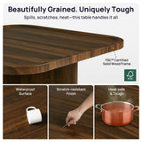 CHIC HOUSE Small Square Coffee Table with Storage, Mid-Century Modern Coffee Tables with 4 Chenille Ottomans Underneath, Center Table for Living Room, Apartment Small Space, Walnut CHIC HOUSE