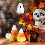 Yalikop 5 Pcs Halloween Table Centerpieces Ghost Black Cat Witch Hat Candy Corn Wooden Tiered Tray Sign Standing Tabletop Signs for Halloween Home Rustic Farmhouse Decor Yalikop