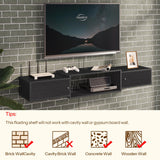 HOOBRO Floating TV Stand with Power Outlets 55", Modern Wall Mounted Media Console Shelf with Doors, Entertainment Center for Under TV Storage, for Living Room, Bedroom, Black BK11UDS01 HOOBRO