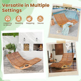 HAPPYGRILL Outdoor Acacia Wood Double Chaise Lounge, Rocking Chair with High Back, Slatted Seat, Stopper, Outside Wood Rocker for 2, 440 Lbs Capacity Sun Lounger Loveseat HAPPYGRILL