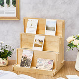 Barydat 2 Pcs 3 Tiered Greeting Card Display Stand Wooden Organizer Racks for Sticker Craft Brochure Table Tabletop Vendors Retail Counter Trade Shows Showcase Barydat