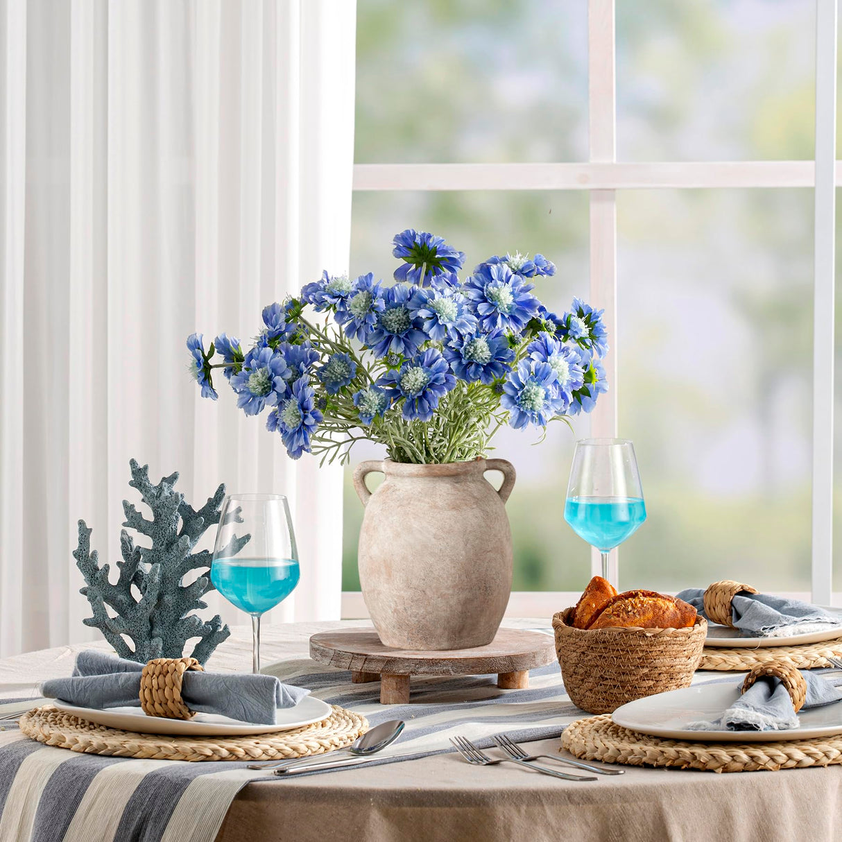 Dobbyby Ceramic Flower Vase 7.6 inch Farmhouse Rustic Vase Decorative Pottery Terracotta Vases for Home Decor Table Mantle Fireplace Living Room Bathroom Wedding Centerpiece (Whitewashed) Dobbyby