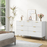 LYNSOM Dresser for Bedroom, Modern 7 Drawer White Dresser with Metal Handles and Wide Drawer, Wood Chest of Drawers for Living Room LYNSOM