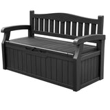 Devoko 80 Gallon Storage Bench Deck Box Lockable for Patio Furniture, Garden Decor and Outdoor Seating for Cushions, Garden Tools and Pool Supplies (Black) Devoko