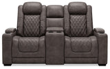 Signature Design by Ashley Hyllmont Power Reclining Loveseat with Center Console, Weathered Gray Signature Design by Ashley