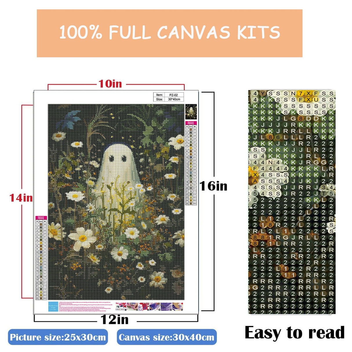 Eterkosu Ghost Diamond Art Painting Kits for Adults,5D DIY Halloween Diamond Art Paint with Diamonds for Home Decor,Horror Full Drill Diamond Dots Painting for Adults Beginners Gem Art Pictures Eterkosu