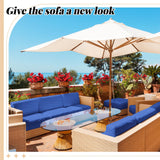 Patelai 9 Pcs Outdoor Patio Cushions Replacement Covers Fit for 4 Seater Sofa, Patio Cushion Covers Replacement Waterproof Cushion Cover, Cushions Covers Replacement Only(Dark Blue) Patelai