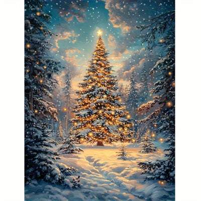 Christmas Diamond Art Kits for Adults, Christmas Tree Diamond Painting Kits for Beginner, 5D DIY Full Drill Gem Art Paint by Diamonds Dots Crafts Kits for Home Decor Gift 12x16inch