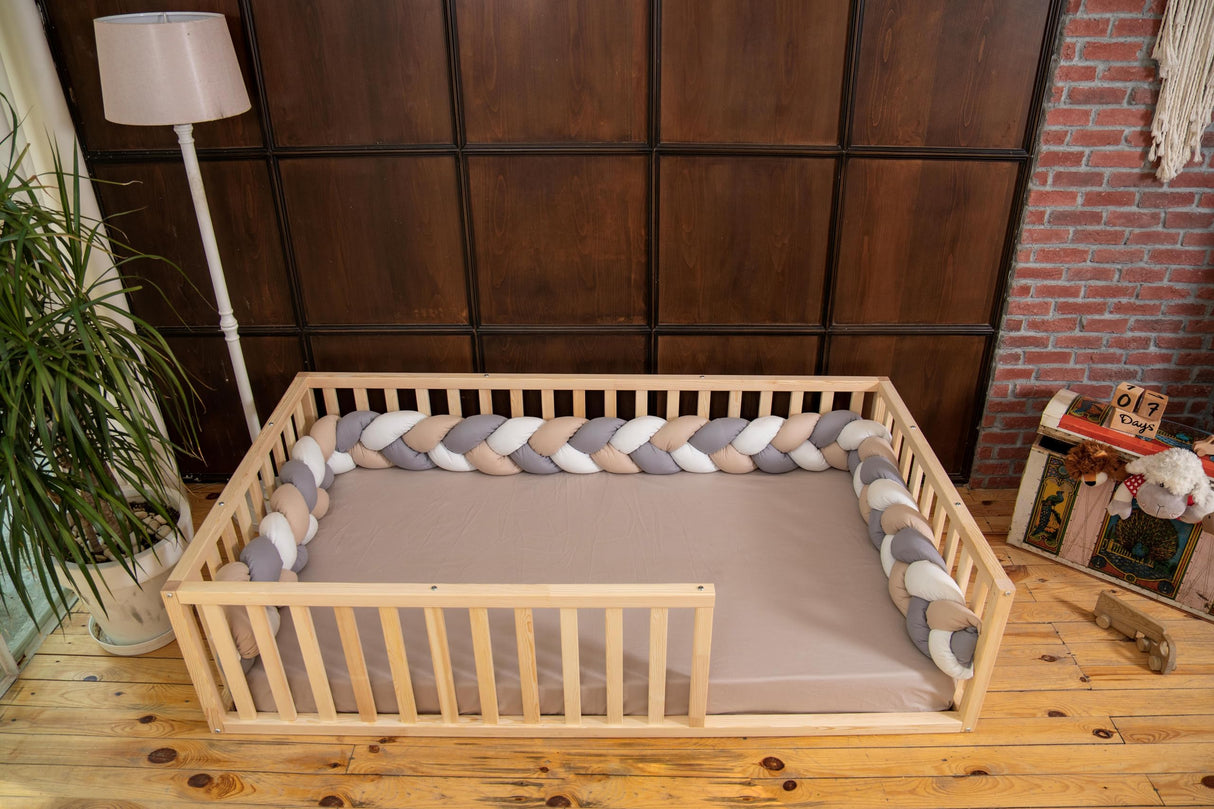 Montessori Floor Bed Small Size 52x27,5"/ Height 18.90'' | Pine Tree Toddler Bed Frame, Wood Bed Frame | Gift For Kids Room Decor (Small) Generic