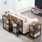 VECELO Tall End Side Table,30" Height Nightstand with 3-Tier Storage Shelf for Living Room Bedroom Office Hallway Study VECELO