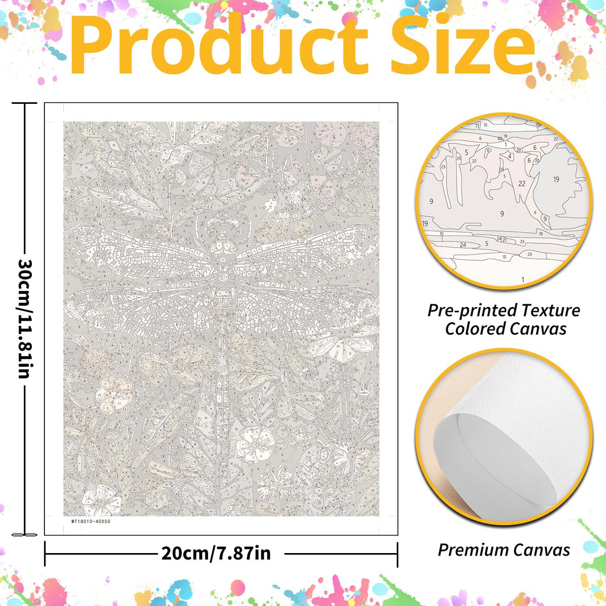 2 Pack Paint by Numbers Kit for Adults, Dragonfly Bee Paint by Numbers for Adults, DIY Adult Painting by Numbers Beginners on Canvas Acrylic for Home Wall Art Decor 12x16Inch (Rolled Package) Mandun