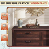 WLIVE 6 Drawer Dresser, Retro Chest of Drawers with Metal Handle, Double Wood Dresser for Bedroom, Living Room, Large Storage Cabinet, Brown WLIVE