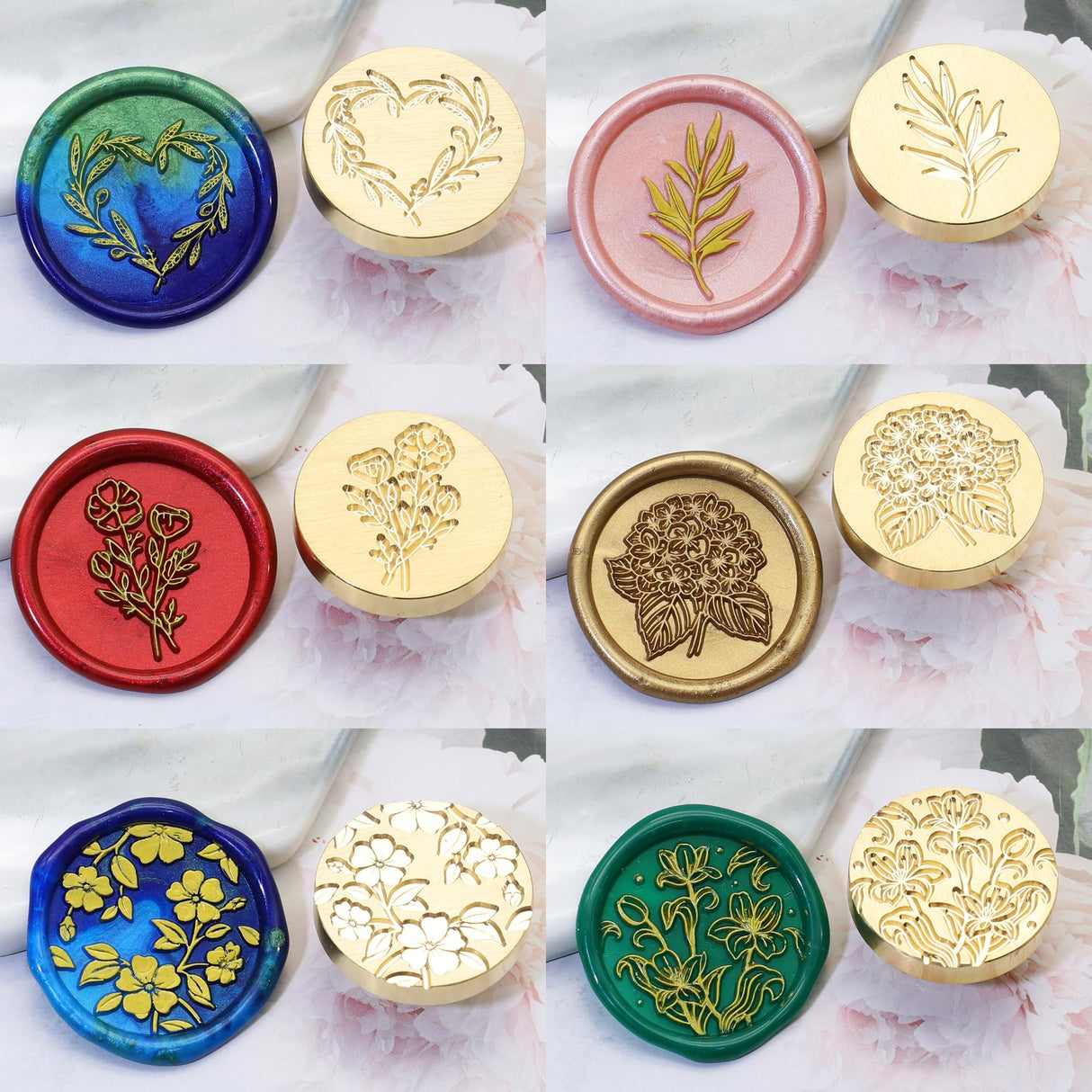 SWANGSA Botanical Flower Wax Seal Stamp Kit with 450pcs Sealing Wax Beads, 2 Pens and Spoon for Wedding, Invitations, Cards, Envelope, Christmas SWANGSA