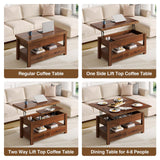 Rolanstar Coffee Table Lift Top, Multi-Function Convertible Coffee Table with Drawers and Hidden Compartment, Converts to Dining Table for Living Room, Home Office,Espresso Rolanstar